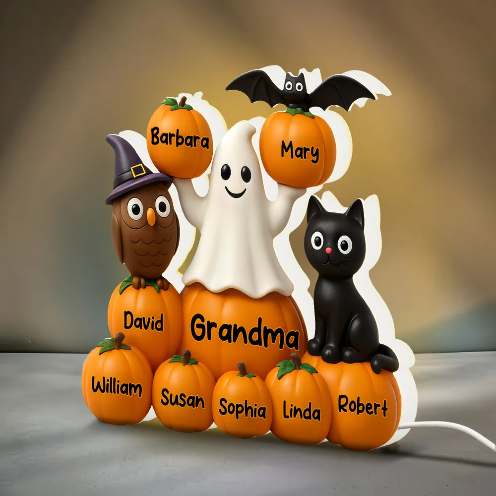 Halloween Pumpkin Acrylic Light Box – Spooky Ghost & Cat Design, High-Clarity Collectible Gift for Families - Image 4