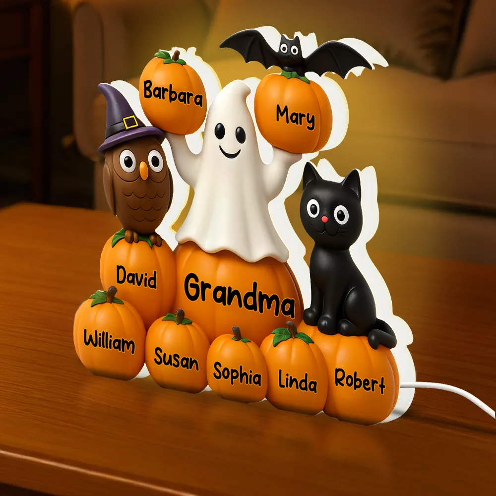 Halloween Pumpkin Acrylic Light Box – Spooky Ghost & Cat Design, High-Clarity Collectible Gift for Families - Image 7