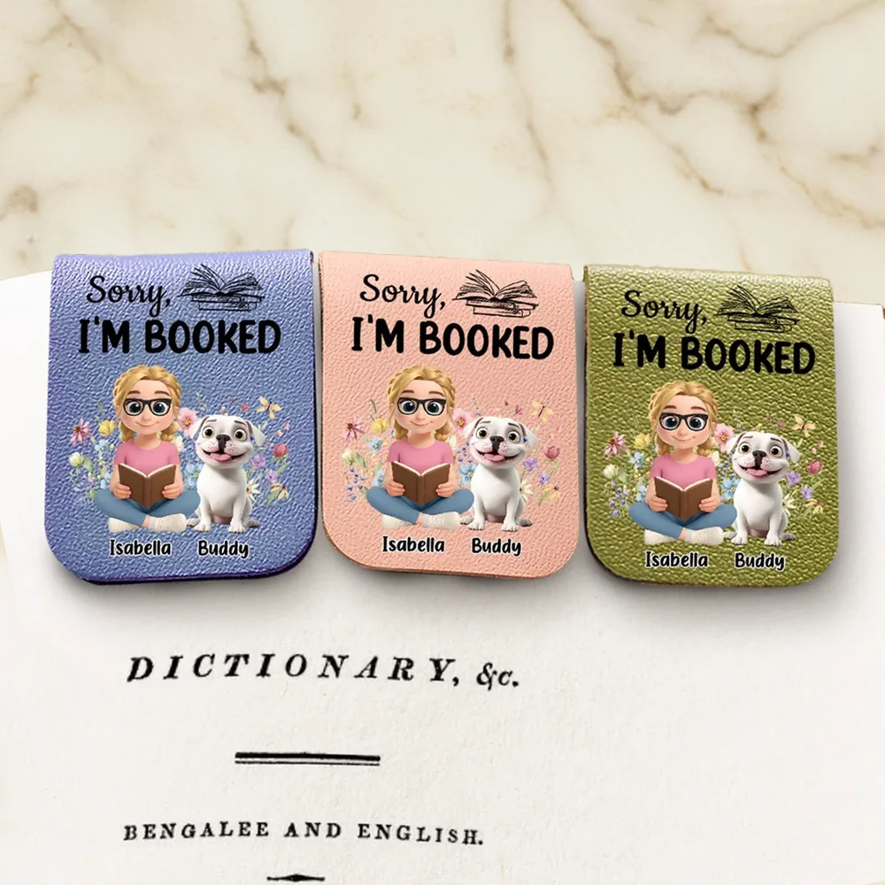 Personalized Leather Magnetic Bookmark, Humorous Design with Cute Illustration, Ideal Book Companion