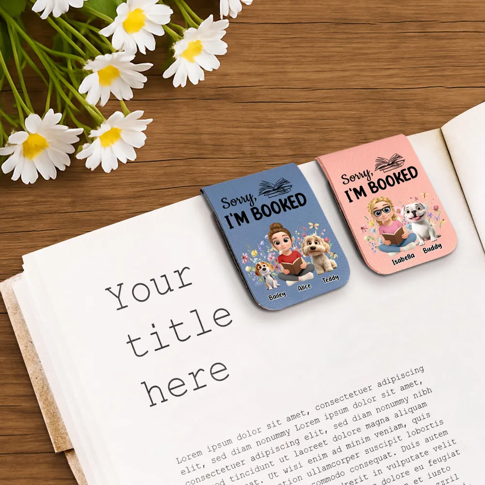 Personalized Leather Magnetic Bookmark, Humorous Design with Cute Illustration, Ideal Book Companion - Image 3