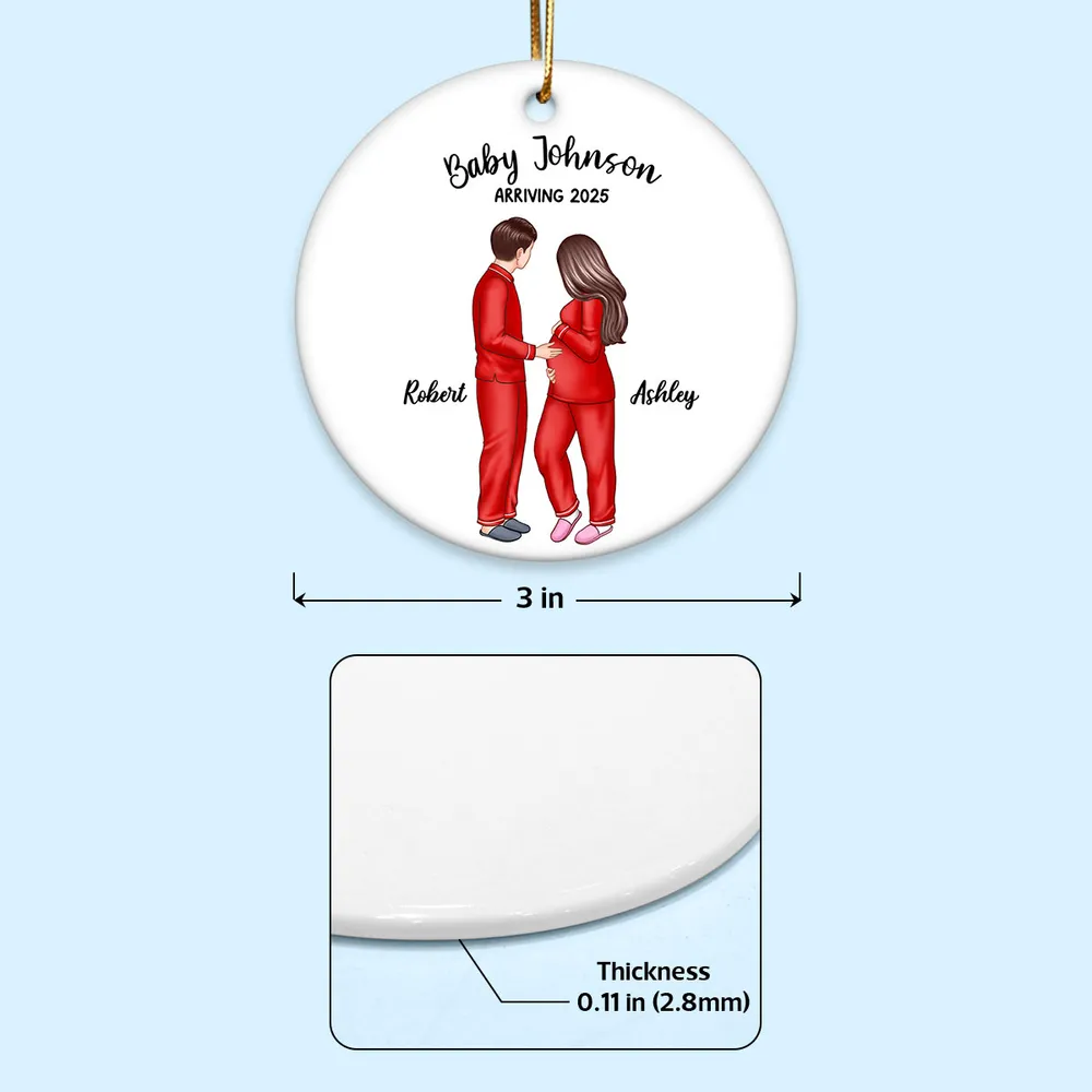 Ceramic Ornament with Expecting Parents Illustration, Heartwarming Gift for New Baby Celebration - Image 6