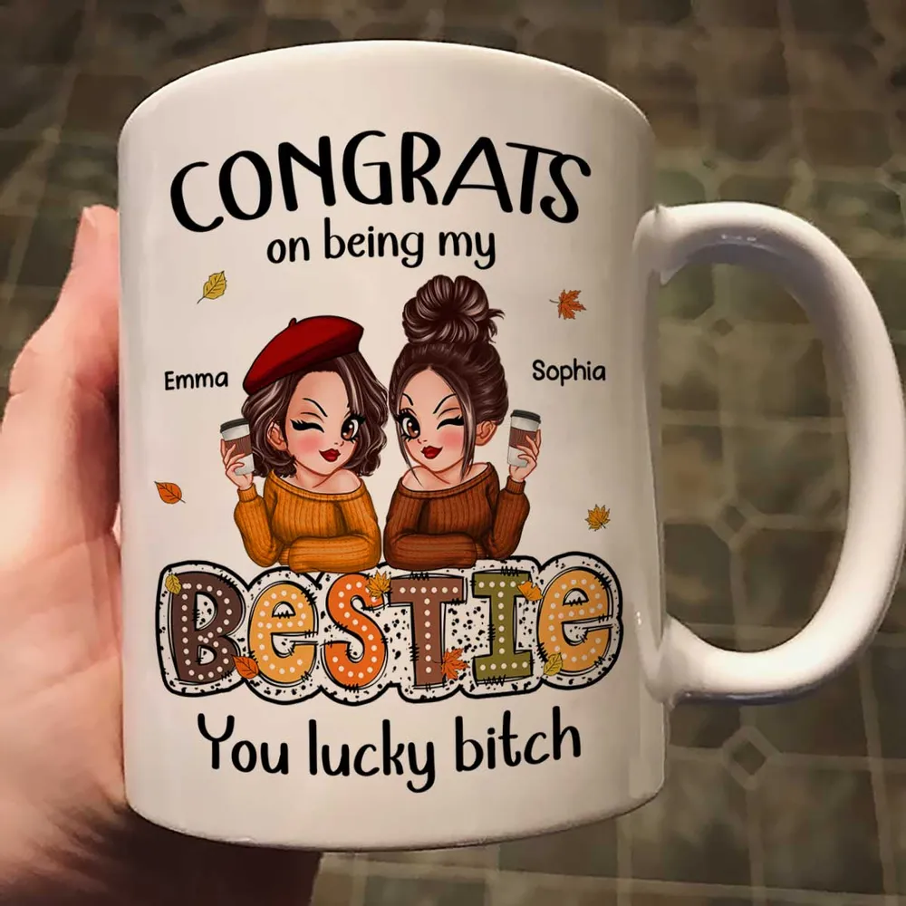 Personalized White Ceramic Mug, Humorous Friendship Design, Ideal Gift for Besties - Image 4