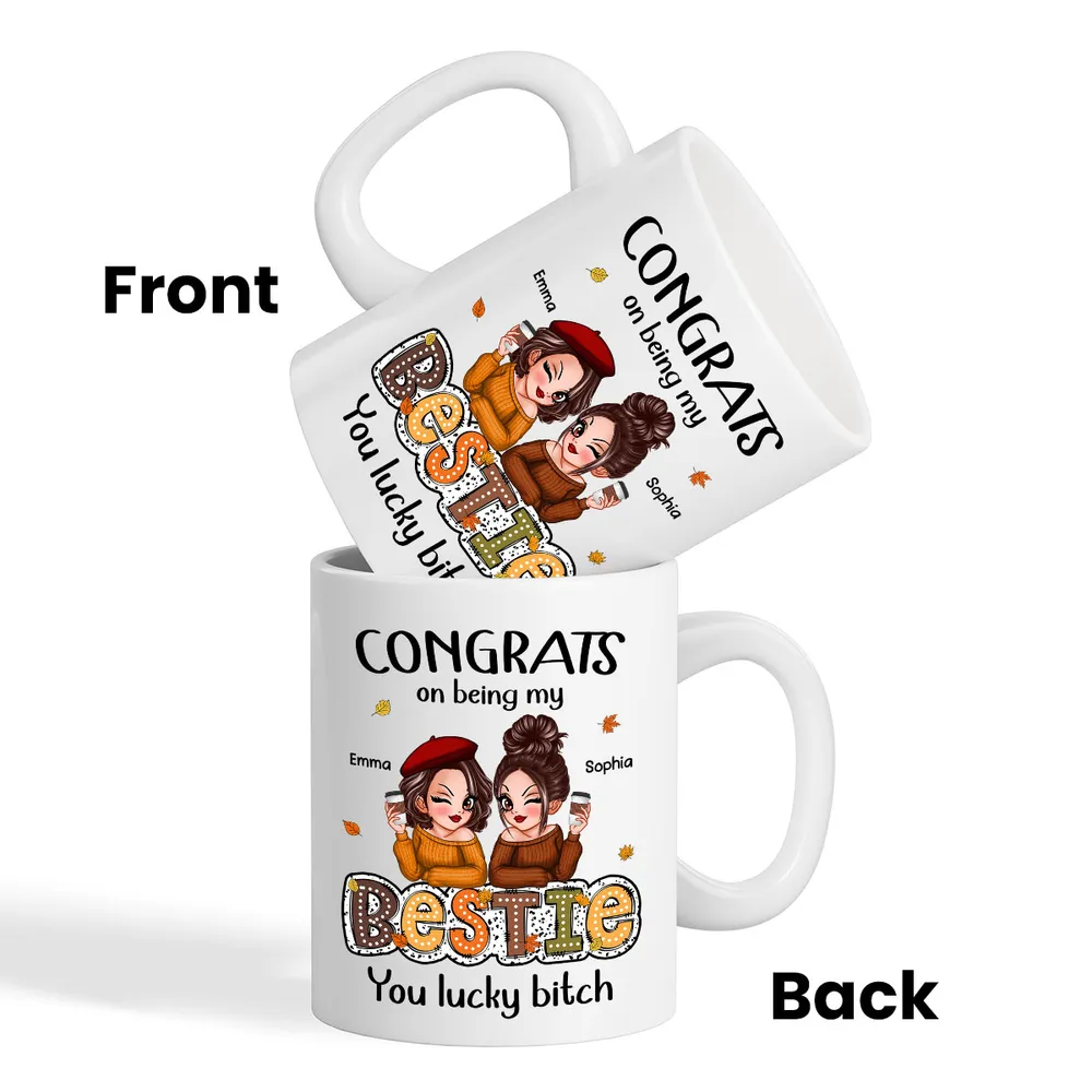 Personalized White Ceramic Mug, Humorous Friendship Design, Ideal Gift for Besties - Image 5