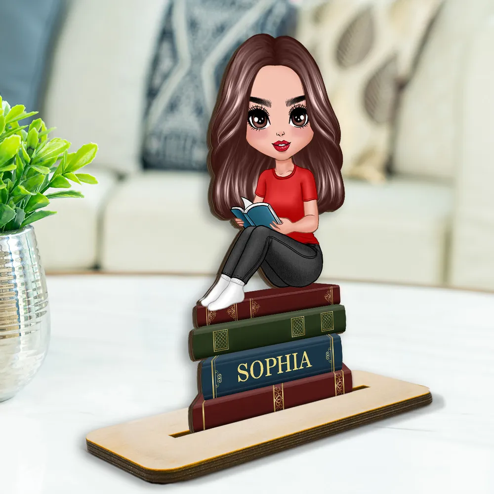 Acrylic Ornament with Girl Reading, Book Lover Gift - Image 5