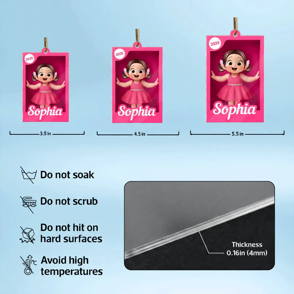 Custom Cartoon Girl Acrylic Ornament for Kids - Image 4