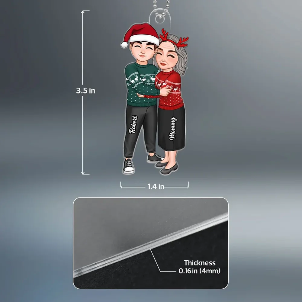 Heartwarming Grandma and Grandkid Acrylic Ornament, Personalized Design, Perfect Family Gift - Image 4