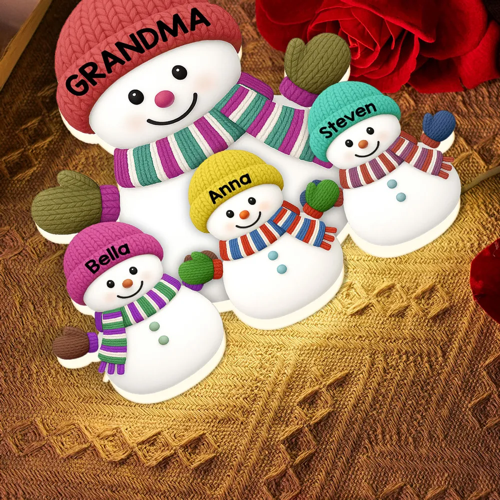 Cozy Snowman Family Acrylic Light Box – Festive Glow Décor, Heartfelt Gift for Grandma - Image 5