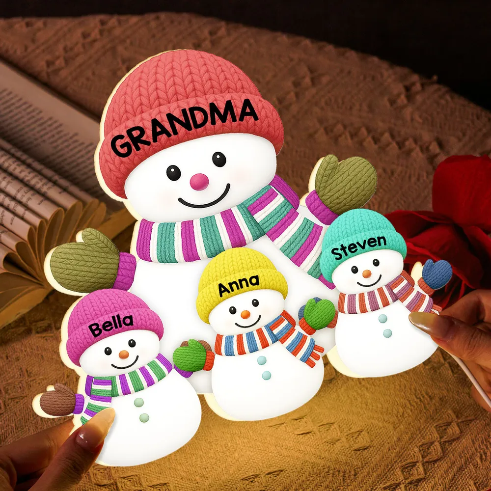 Cozy Snowman Family Acrylic Light Box – Festive Glow Décor, Heartfelt Gift for Grandma - Image 6