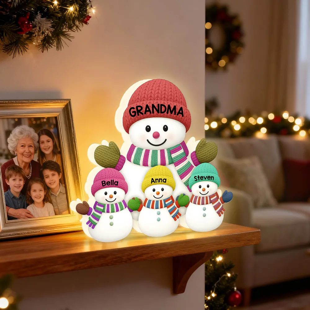 Cozy Snowman Family Acrylic Light Box – Festive Glow Décor, Heartfelt Gift for Grandma - Image 7