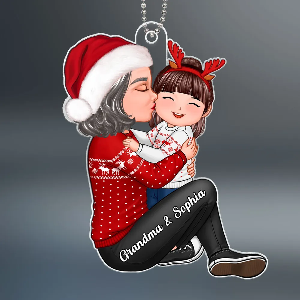 Christmas Hug Acrylic Ornament, cozy holiday spirit, a perfect gift for family - Image 2