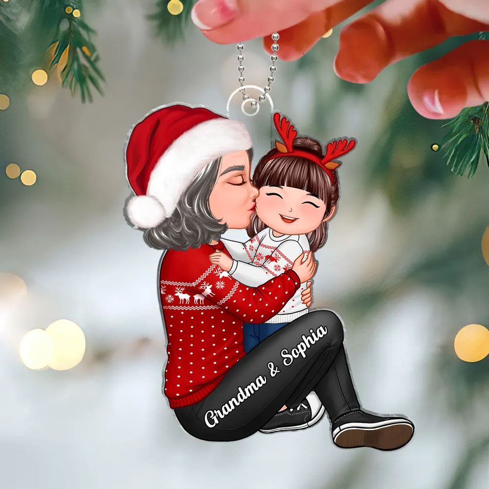 Christmas Hug Acrylic Ornament, cozy holiday spirit, a perfect gift for family - Image 3