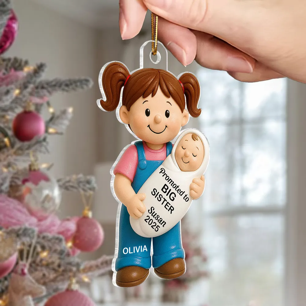 Big Sister Big Brother and New Baby Acrylic Ornament, sweet sibling hug, Christmas tree keepsake, heartwarming décor, a thoughtful gift for growing families - Image 7