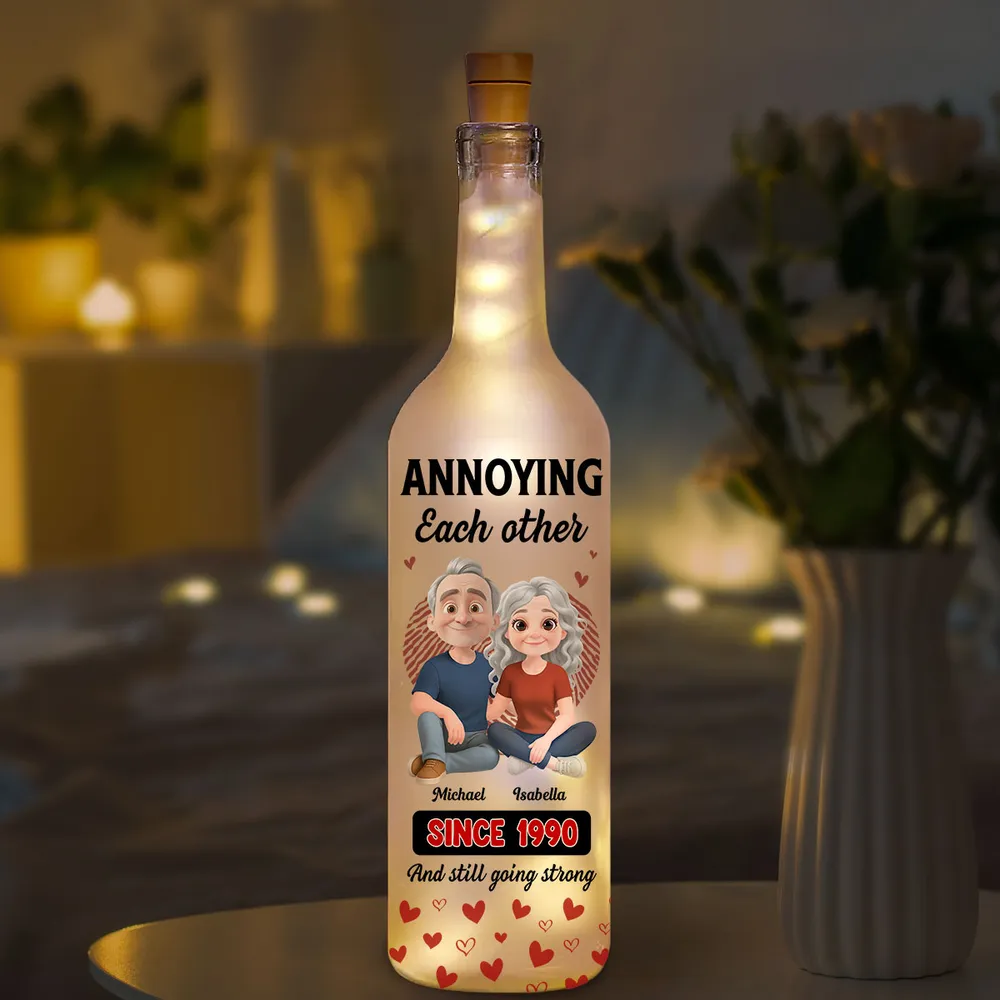 Personalized Bottle Lamp Annoying Each Other Couple Design for Bedroom Decor Warm Glow Unique Gift - Image 2