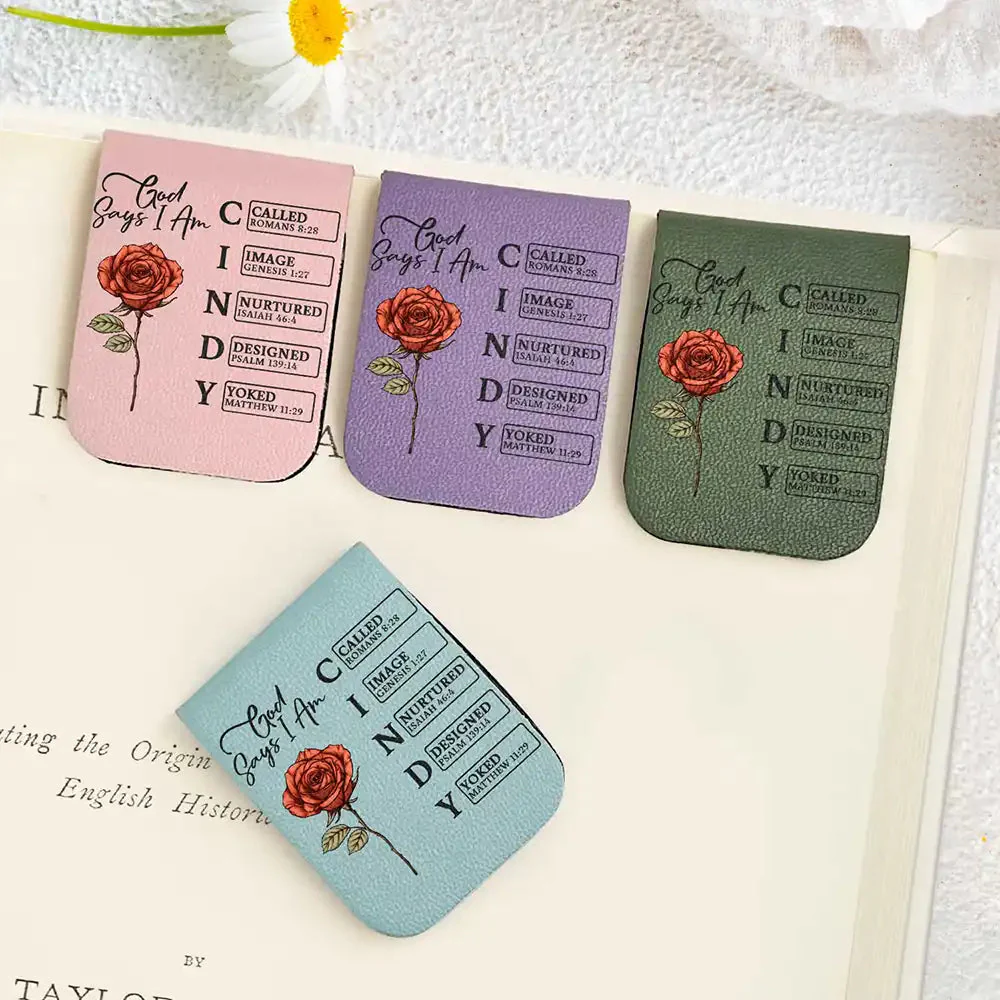 Personalized Leather Magnetic Bookmark with Faith Quotes and Birth Flower, Custom Name Initial Gift for Book Lovers - Image 7