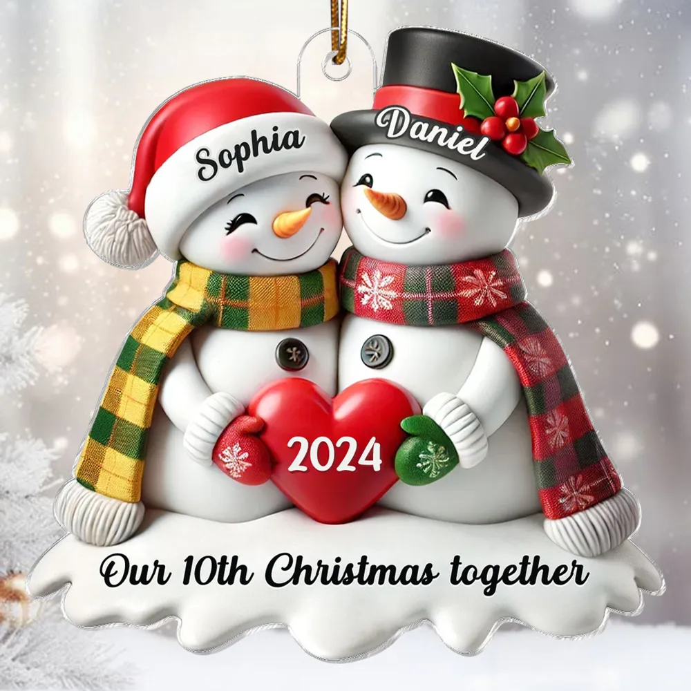 Custom Acrylic Snowman Hug Ornament for Christmas Gifts - Image 3