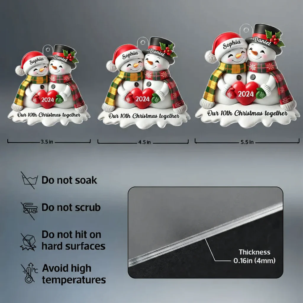 Custom Acrylic Snowman Hug Ornament for Christmas Gifts - Image 4