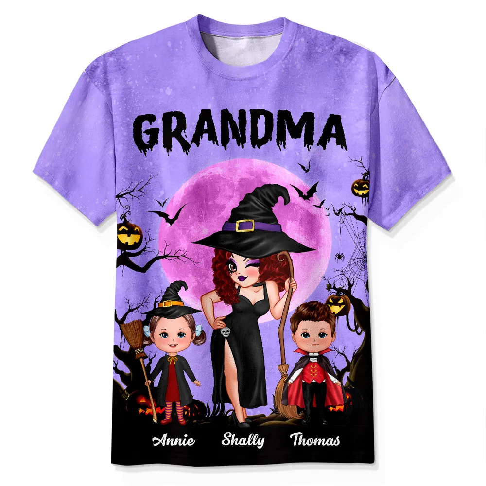 Halloween Grandma Classic Tee with Whimsical Illustration for Family Fun and a Perfect Gift - Image 7