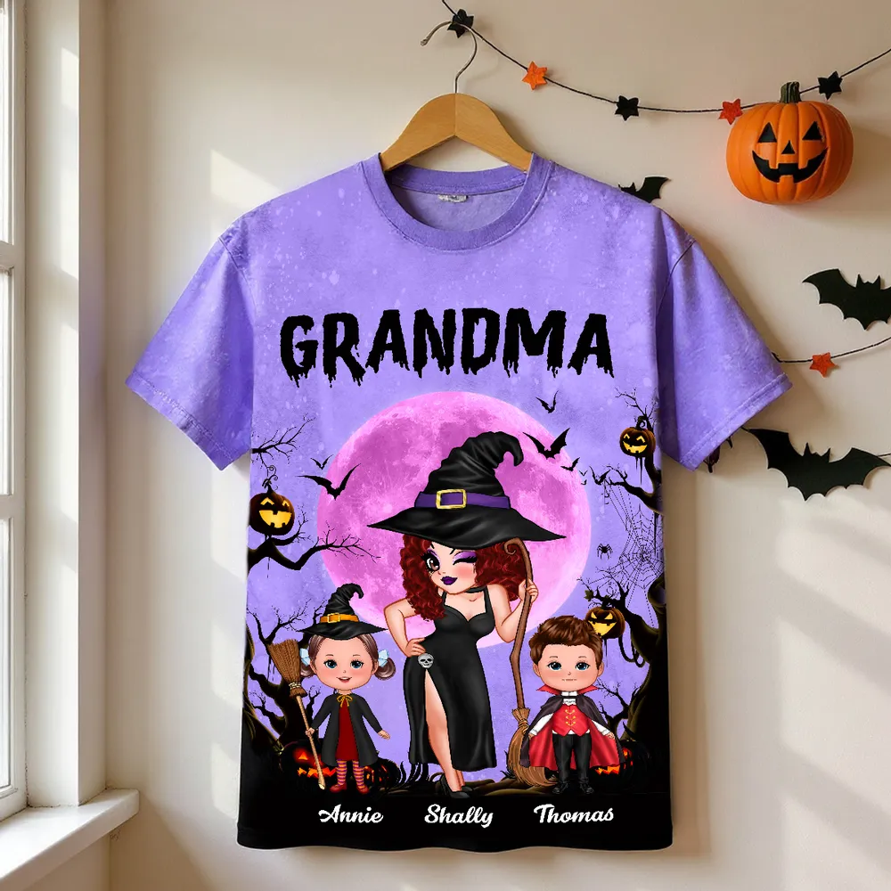Halloween Grandma Classic Tee with Whimsical Illustration for Family Fun and a Perfect Gift - Image 9