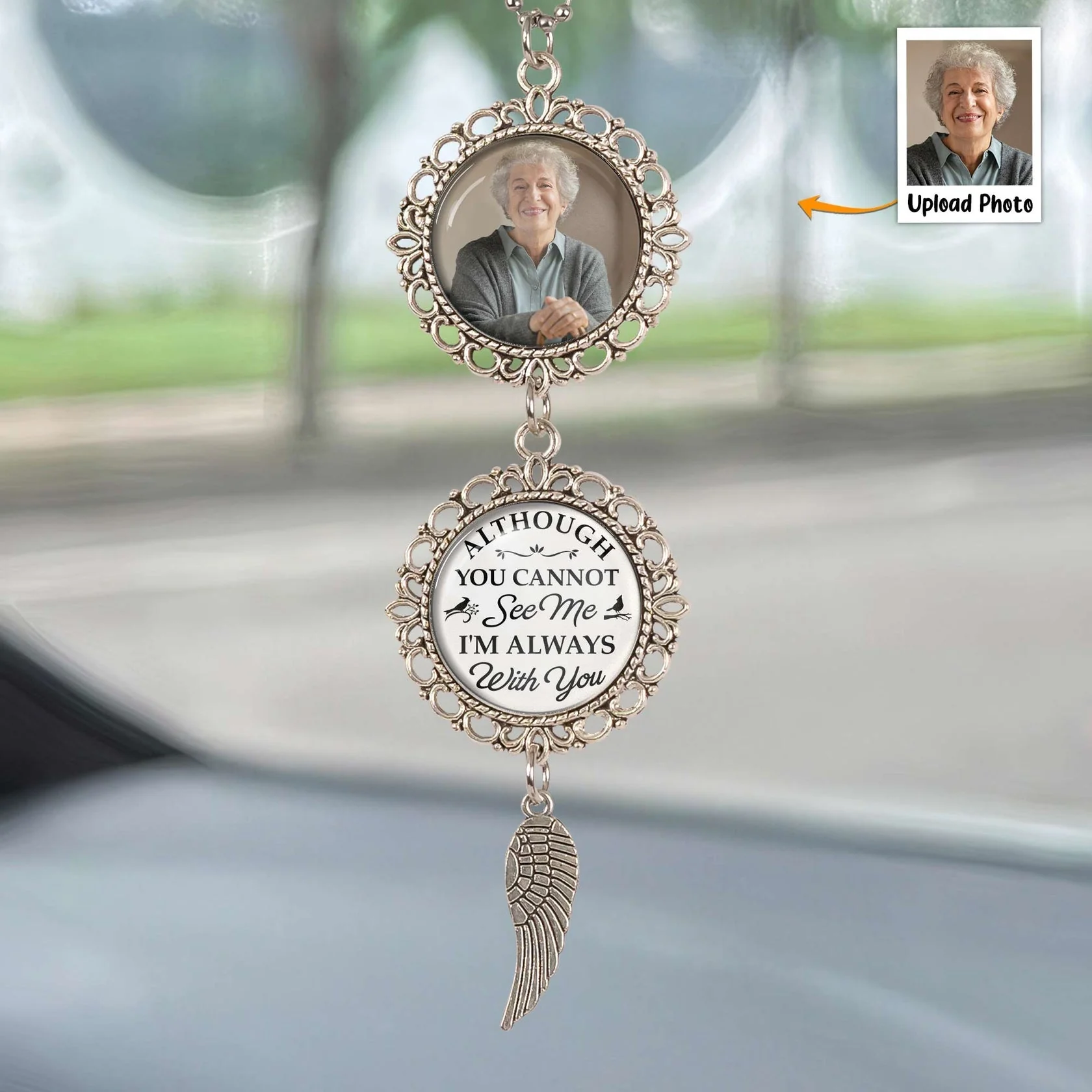 Metal Car Ornament with Pet Photo Frame – “I’m Always With You” Keepsake, Heartfelt Memorial Gift - Image 2