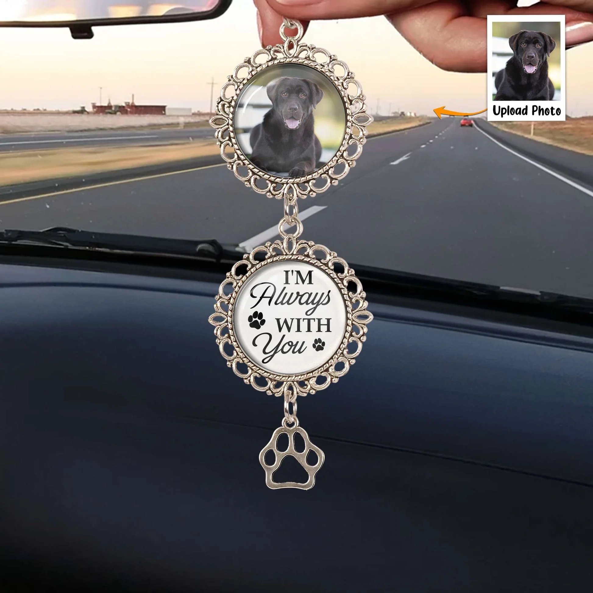 Metal Car Ornament with Pet Photo Frame – “I’m Always With You” Keepsake, Heartfelt Memorial Gift - Image 3