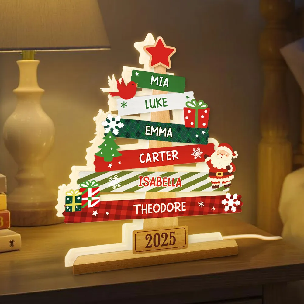 Acrylic Light Box Christmas Tree Sign for Families – Warm Fireplace Décor, customizable glow, heartwarming keepsake, perfect gift for holiday gatherings - Image 5