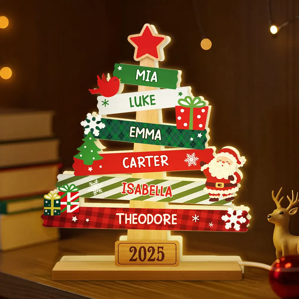 Acrylic Light Box Christmas Tree Sign for Families – Warm Fireplace Décor, customizable glow, heartwarming keepsake, perfect gift for holiday gatherings - Image 6