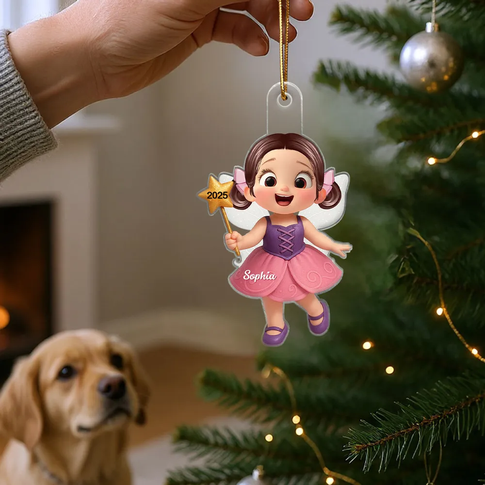 Cute Fairy Girl Acrylic Ornament with Playful Holiday Charm, a Perfect Gift for Kids and Family - Image 3