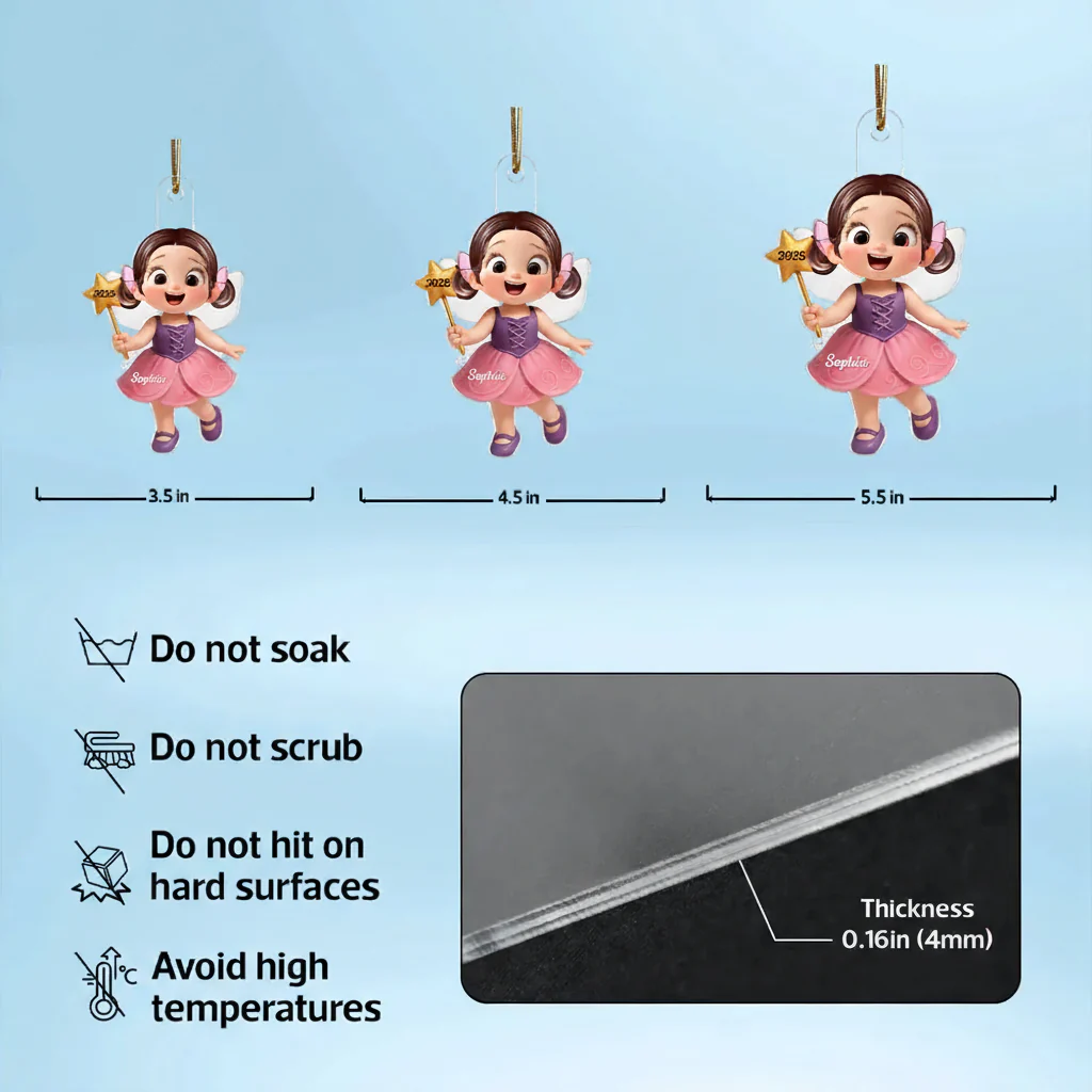 Cute Fairy Girl Acrylic Ornament with Playful Holiday Charm, a Perfect Gift for Kids and Family - Image 4
