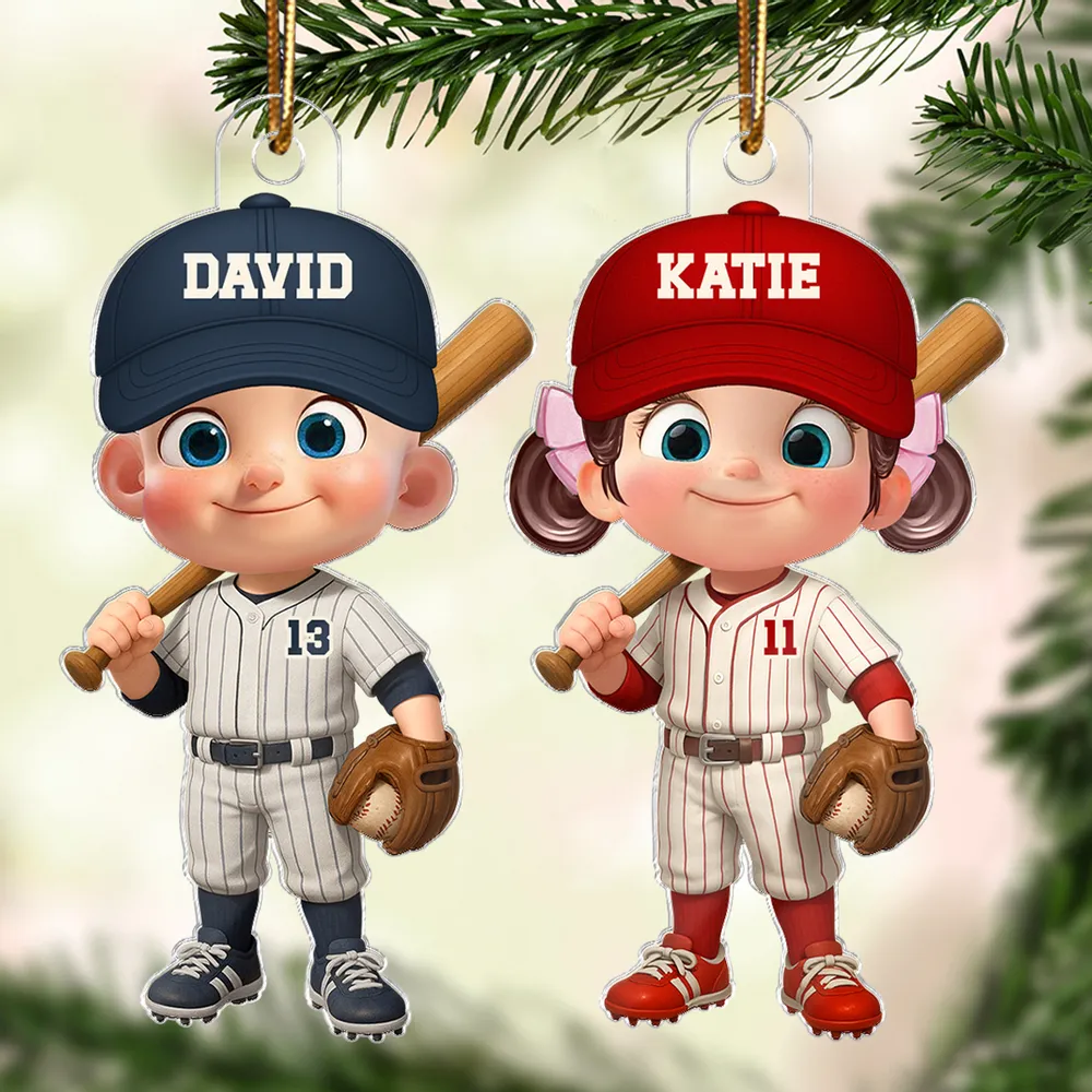 Baseball Acrylic Ornament with Cute Character Design, Customizable Holiday Tree Decoration, Perfect Gift for Kids and Families - Image 8