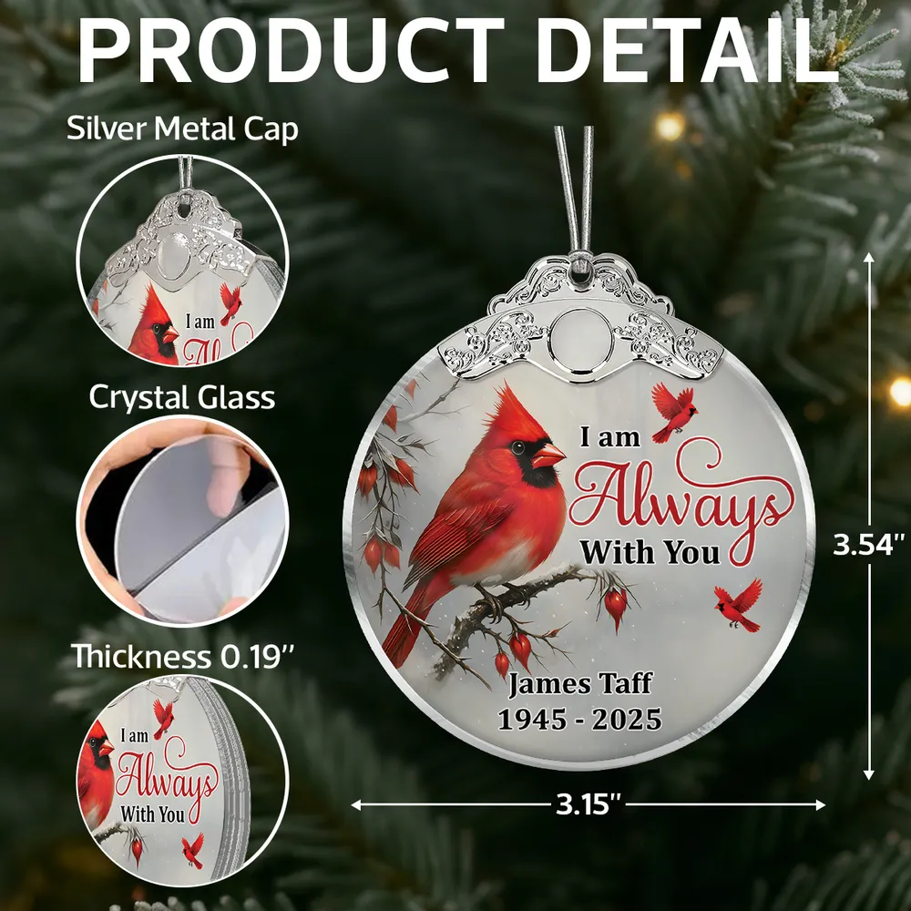 Silver Capped Glass Ornament with Cardinal design, symbolizing protection and togetherness, thoughtful gift for loved ones - Image 4