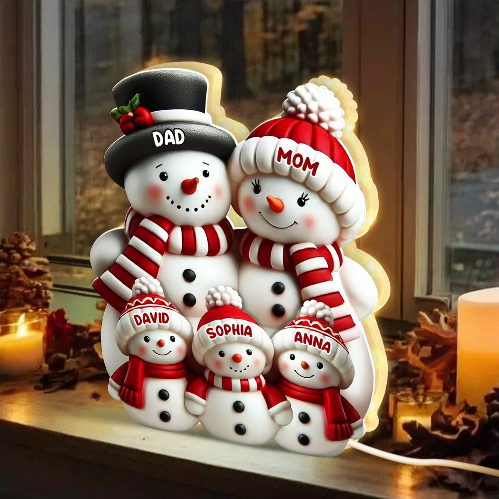 Cozy Snowman Family Acrylic Light Box for Holiday Décor, Heartwarming Atmosphere, Perfect Gift for Grandparents - Image 3
