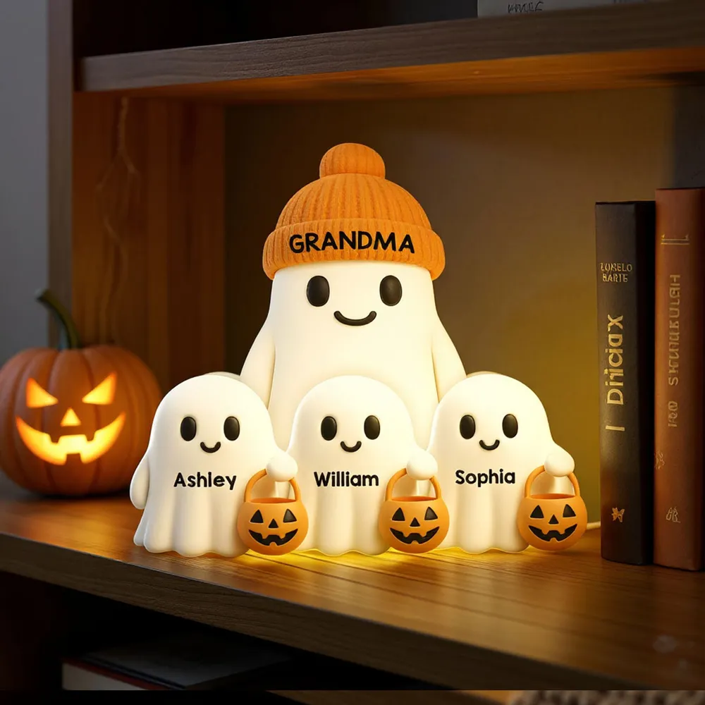 Grandma and Family Ghost Acrylic Light Box, Cozy Halloween Home Décor, Gift-Ready Accent for Family - Image 3