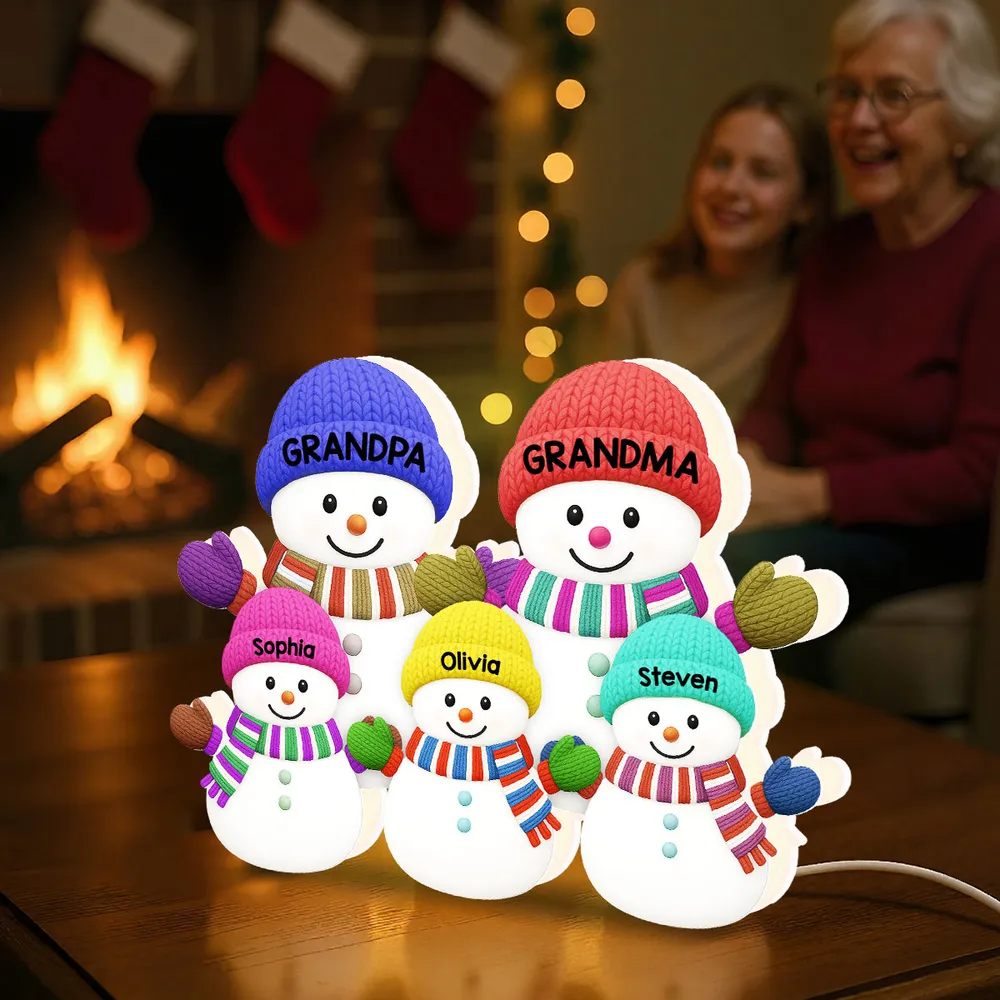 Acrylic Light Box with Snowman Family Scene | Cozy Christmas Atmosphere, Gift-Ready for Loved Ones - Image 3
