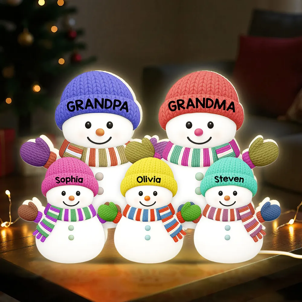 Acrylic Light Box with Snowman Family Scene | Cozy Christmas Atmosphere, Gift-Ready for Loved Ones - Image 5
