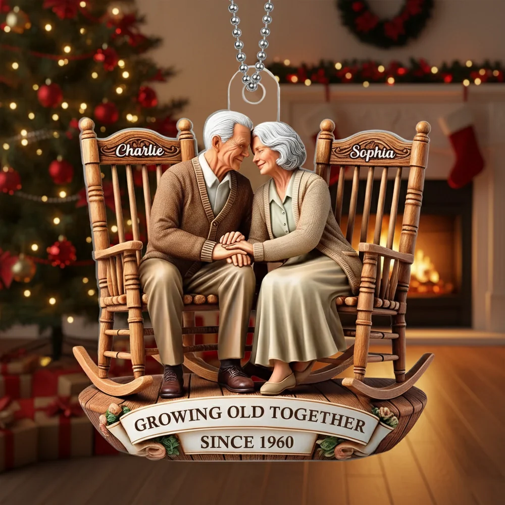 Growing Old Together Couple Acrylic Ornament – Personalized Anniversary Gift