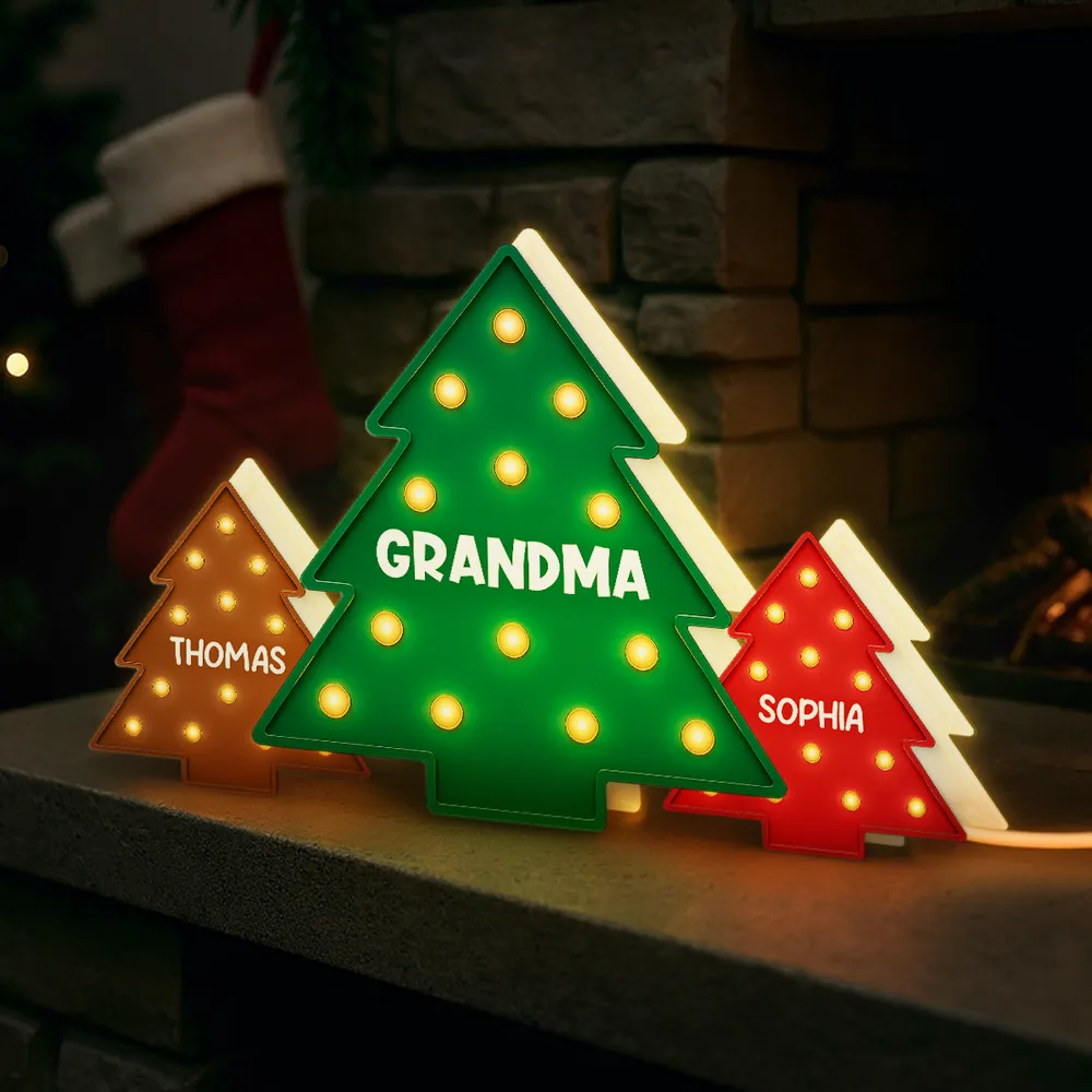 Christmas Tree Acrylic Light Box – Personalized Holiday Gift for Grandma and Family - Image 5