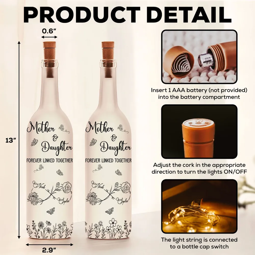 Bottle Lamp for Mother & Daughter | Gentle Glow with Meaningful Message, Gift-Ready Home Décor Piece - Image 5