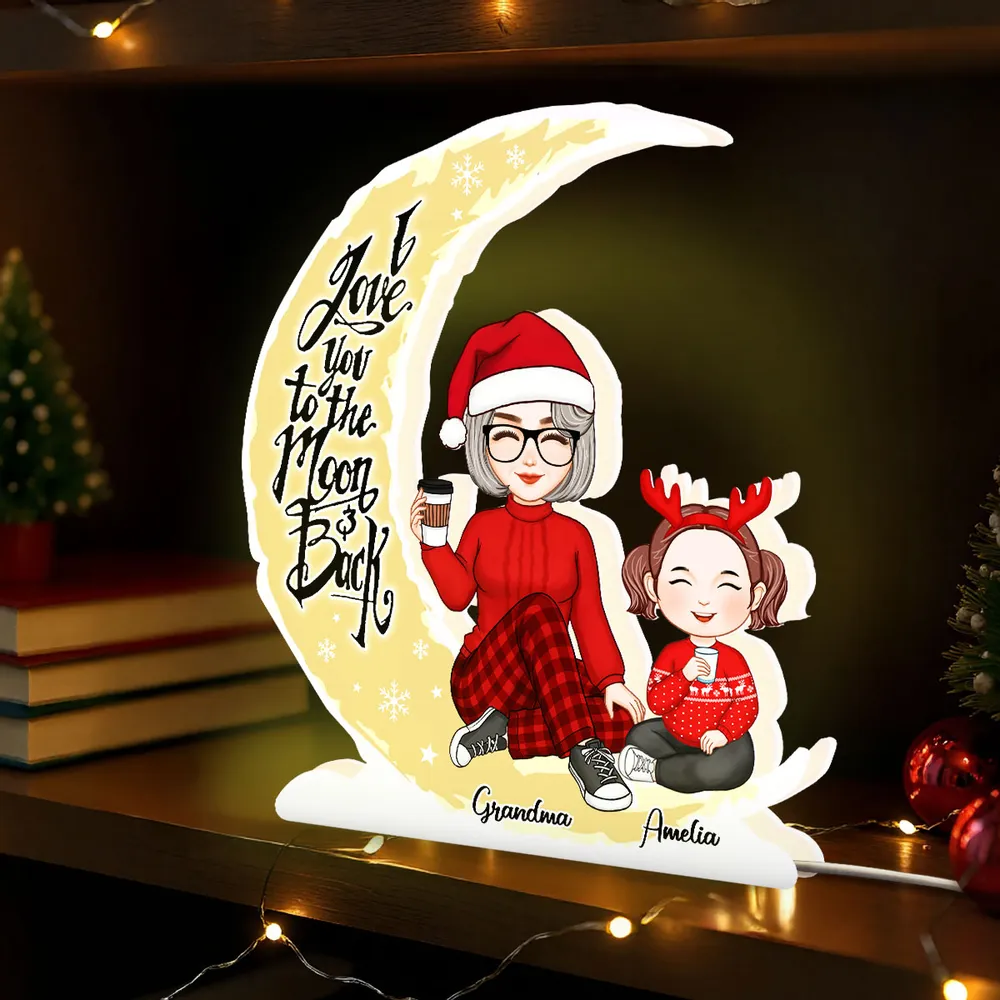 Grandma and Granddaughter Heartwarming Moonlight Lamp, Customizable Love Quote Light Box - Image 3