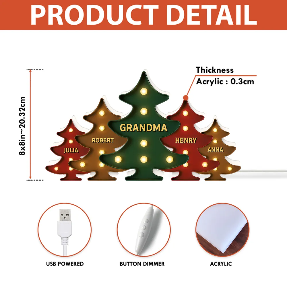 Heartwarming Christmas Tree Light Box, Custom Family Member Name Decoration - Image 5