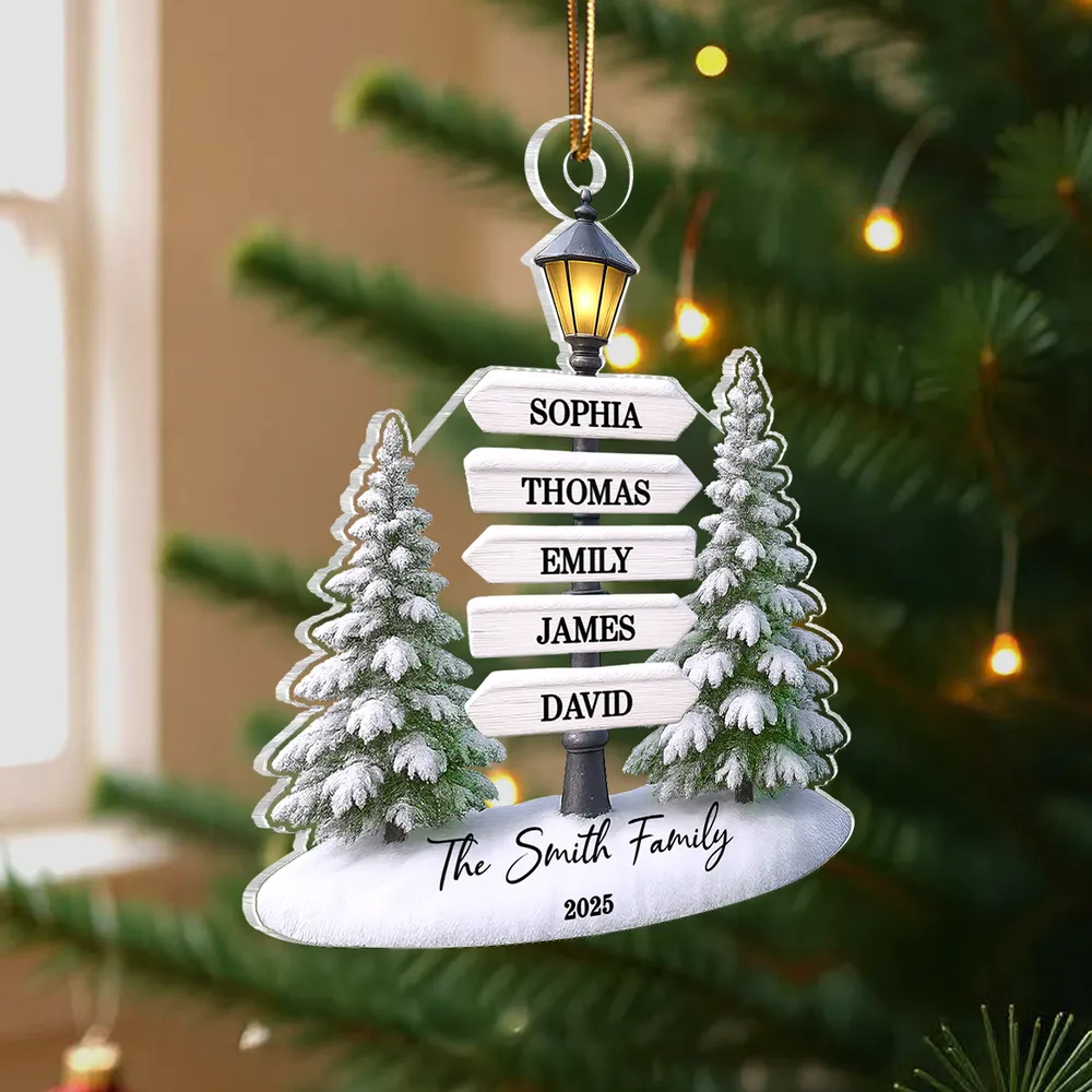 Family Name Tree Sign Acrylic Ornament – Personalized Christmas Decoration - Image 5