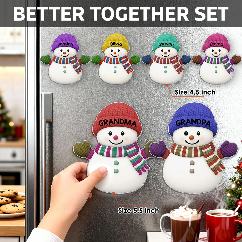 Acrylic Fridge Magnet Snowman Family Set | Festive Holiday Decoration, Perfect Gift for Grandparents and Family - Image 4