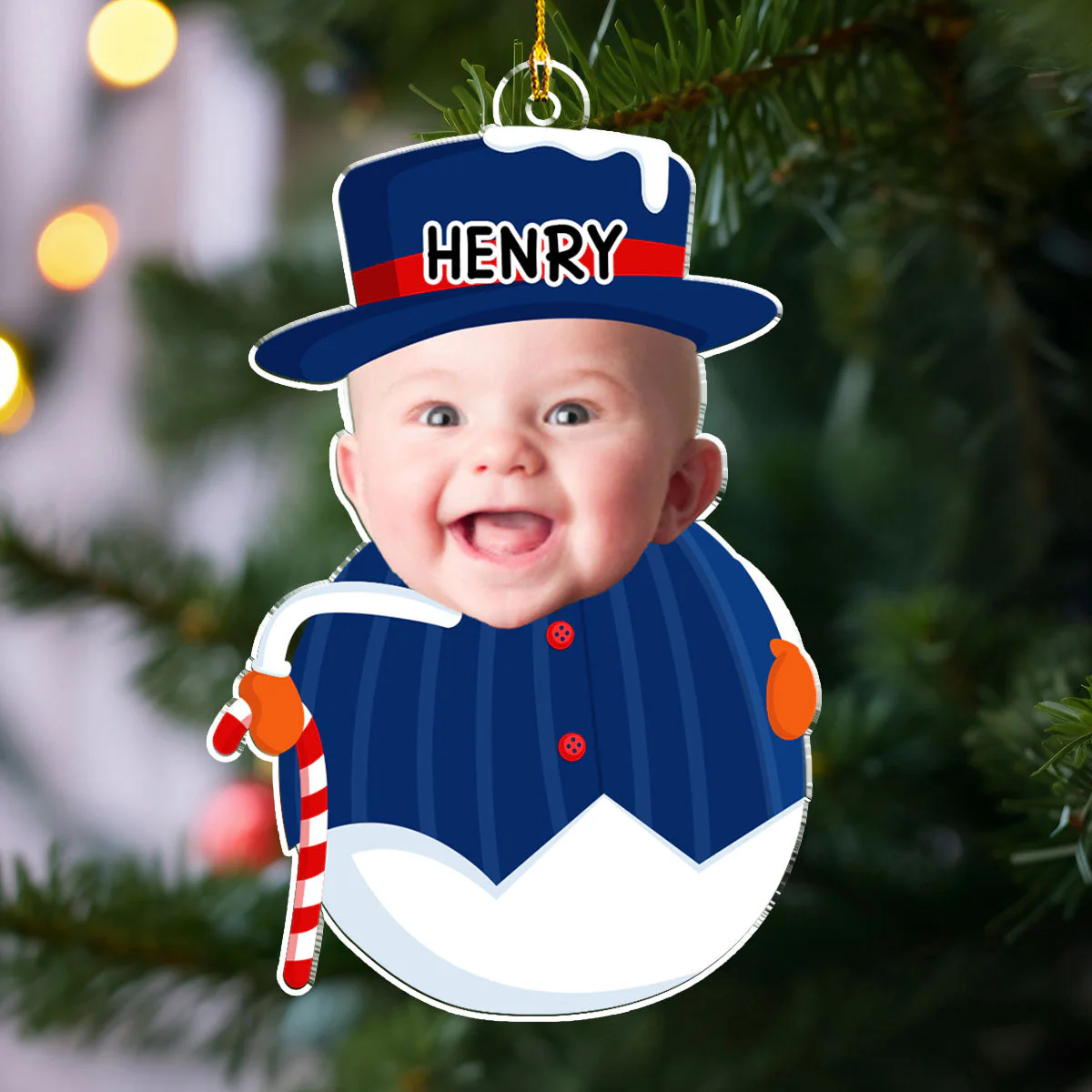 Custom Photo Acrylic Ornament, Snowman Design for Christmas Tree, a unique gift for parents & grandparents - Image 3