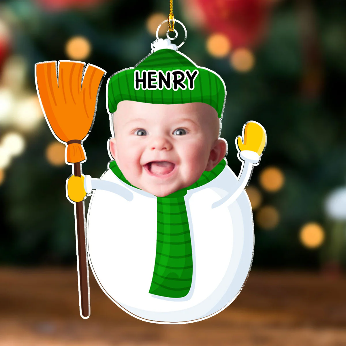 Custom Photo Acrylic Ornament, Snowman Design for Christmas Tree, a unique gift for parents & grandparents - Image 4