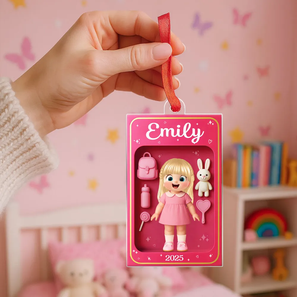Pink Acrylic Girl Ornament - Personalized Gift for Kids - Image 6