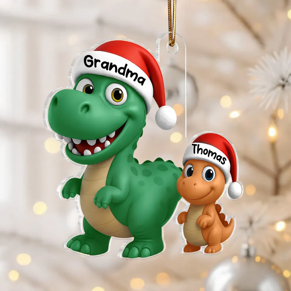 Dinosaur Family Acrylic Ornament | Cute Grandma & Kid Design, Perfect Gift for Christmas & Family Bonding - Image 4