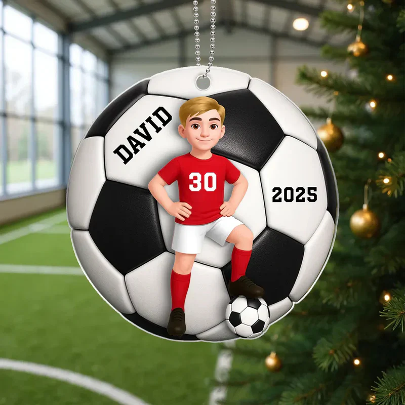 Soccer Acrylic Ornament with Dynamic Design – A Thoughtful Gift for Sports Fans and Kids