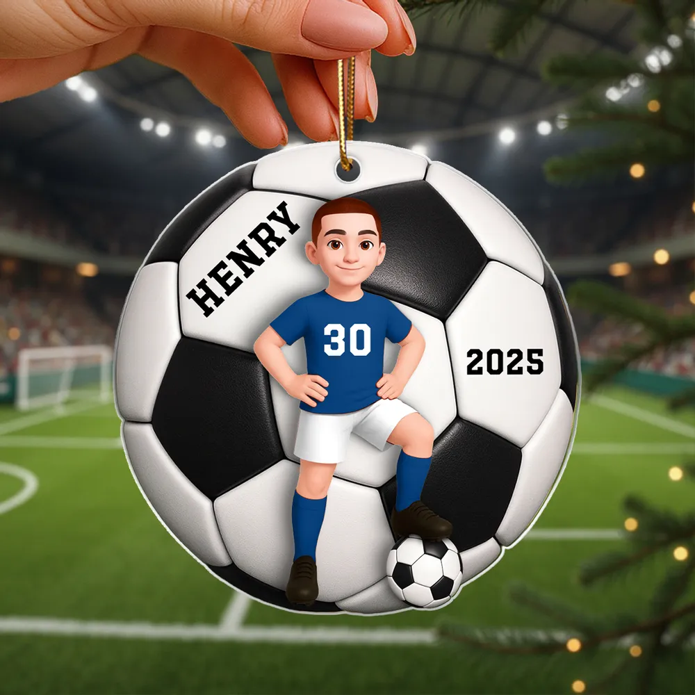 Soccer Acrylic Ornament with Dynamic Design – A Thoughtful Gift for Sports Fans and Kids - Image 2
