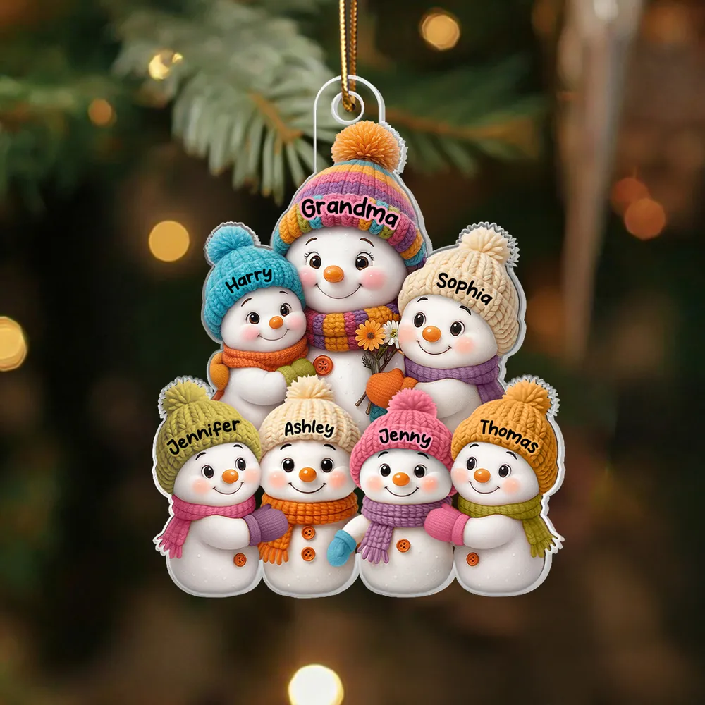 Christmas Snowman Family Ornament with Knit Accents, Perfect Gift - Image 6