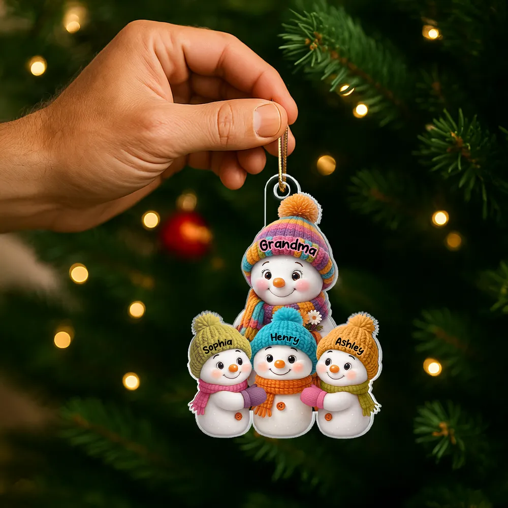 Christmas Snowman Family Ornament with Knit Accents, Perfect Gift - Image 7