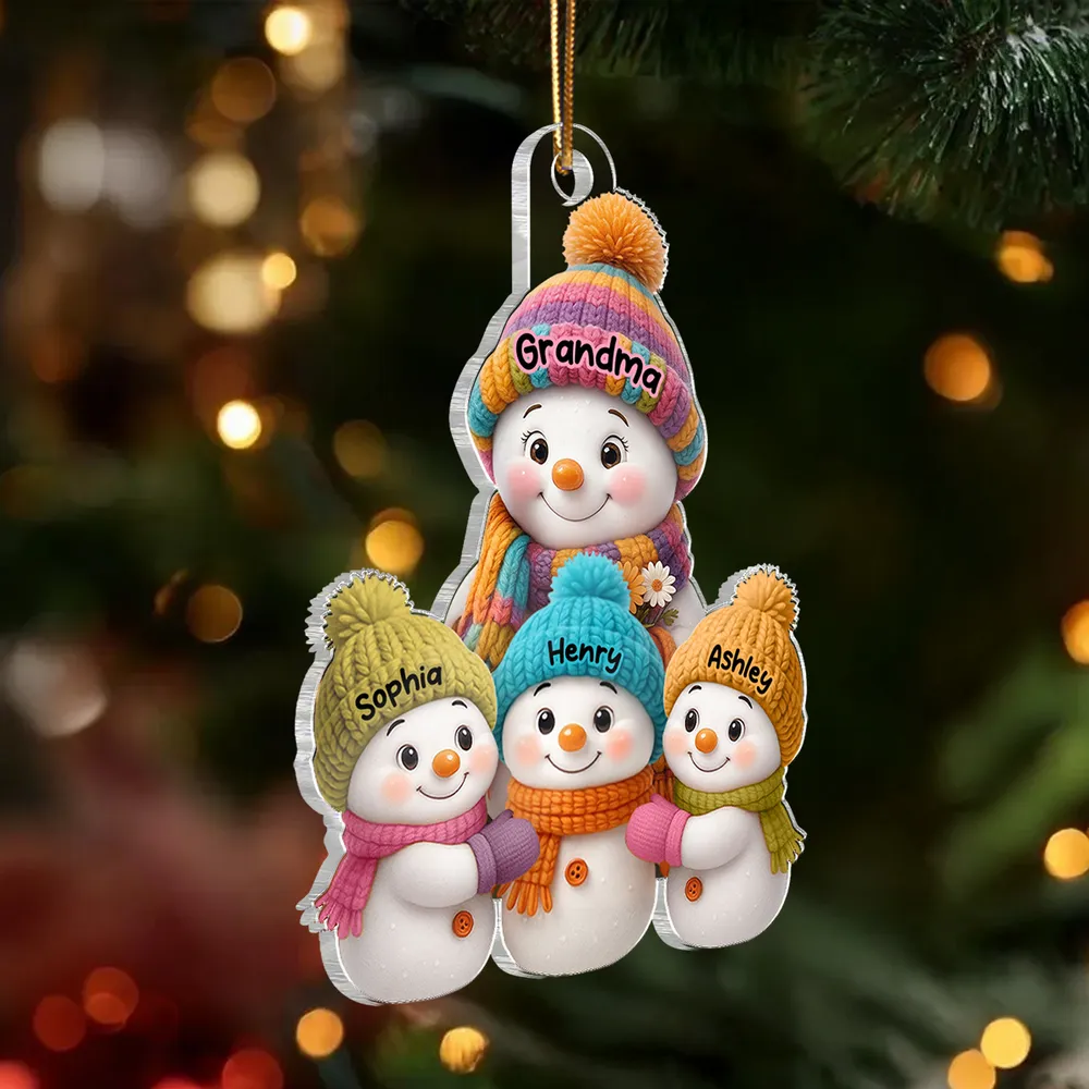 Christmas Snowman Family Ornament with Knit Accents, Perfect Gift - Image 8